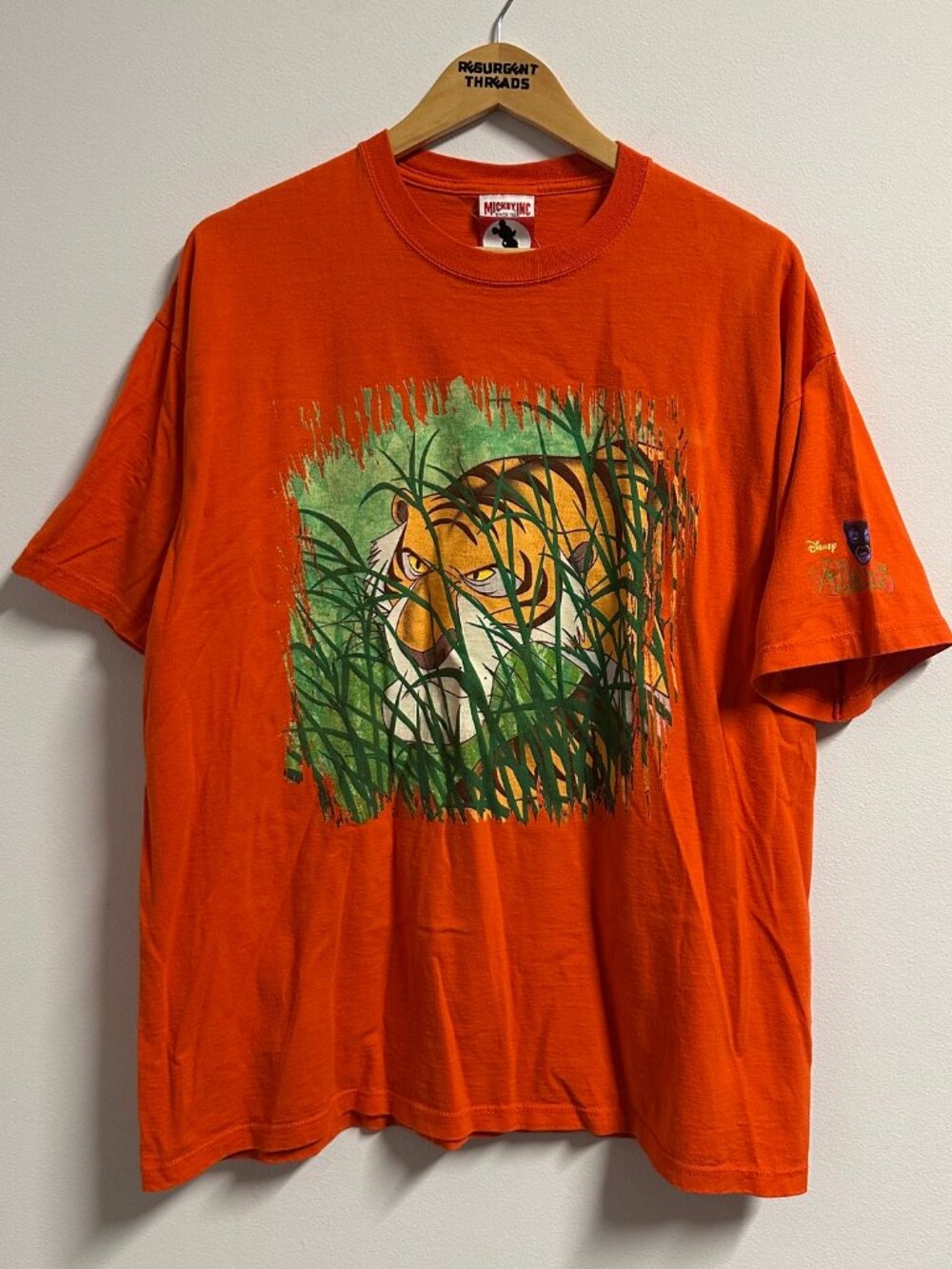 Vintage 90s Disney Villains Jungle Book Shere Khan Tshirt Orange Large